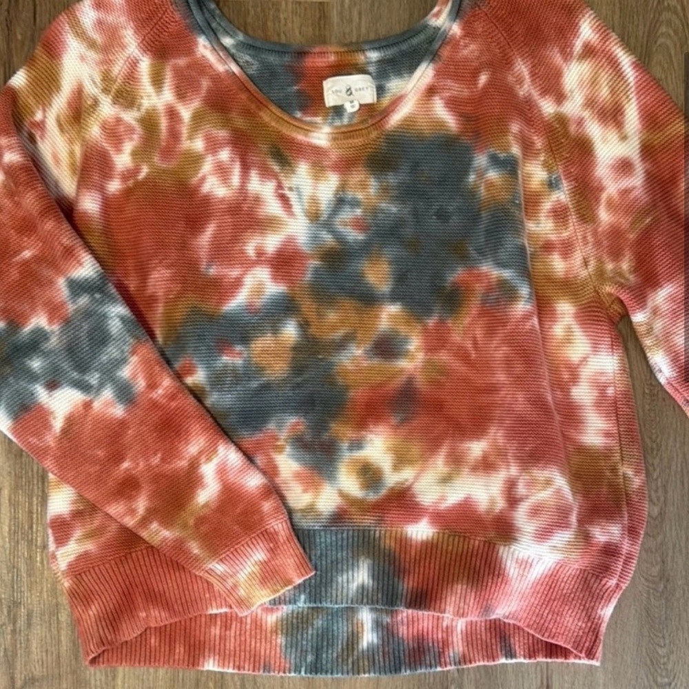 Lou & Grey Tie-Dye Waffle Knit Pullover Sweater | Size M | Soft Sweatshirt